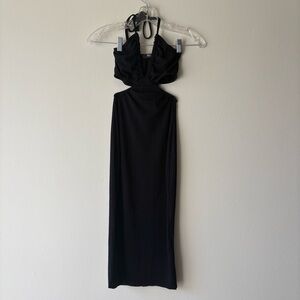 Missguided+ Black Backless Halter Cutout Maxi Dress